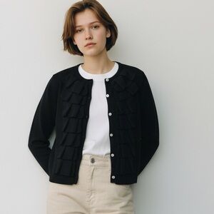 New York & Company Black Ruffled Cardigan